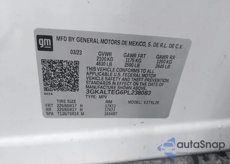 2023 GMC Terrain Awd Sle from USA, damaged, VIN 3GKALTEG6PL238083